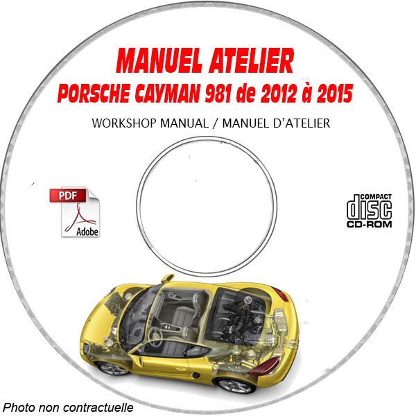 PORSCHE Cayman de 2012 à 2015  CAYMAN + S + GTS + GT4    Type : 981  BLACK/STYLE EDITION Manuel Atelier  sur CD-ROM Anglais