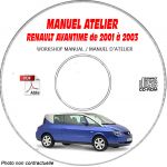 RENAULT AVANTIME de 2001 à 2003  Type : DE0 T  Manuel Atelier  sur CD-ROM FR