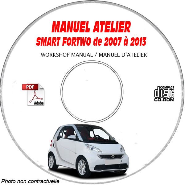SMART FORTWO de 2007 à 2013  Type 451  Manuel Atelier  sur CD-ROM