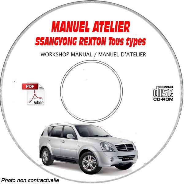 SSANGYONG REXTON Tous types  Type : KPTP01A.........  Manuel d'Atelier sur CD-ROM Anglais