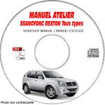 SSANGYONG REXTON Tous types  Type : KPTP01A.........  Manuel d'Atelier sur CD-ROM Anglais