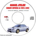 SUBARU IMPREZA de 1999 a 2002 TYPE GG.... GD.....  Manuel d'Atelier sur CD-ROM FR