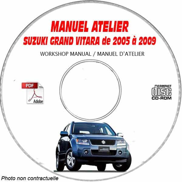 SUZUKI GRAND VITARA de 2005 à 2009  Type : JB416 + JB420  Manuel Atelier  sur CD-ROM Anglais