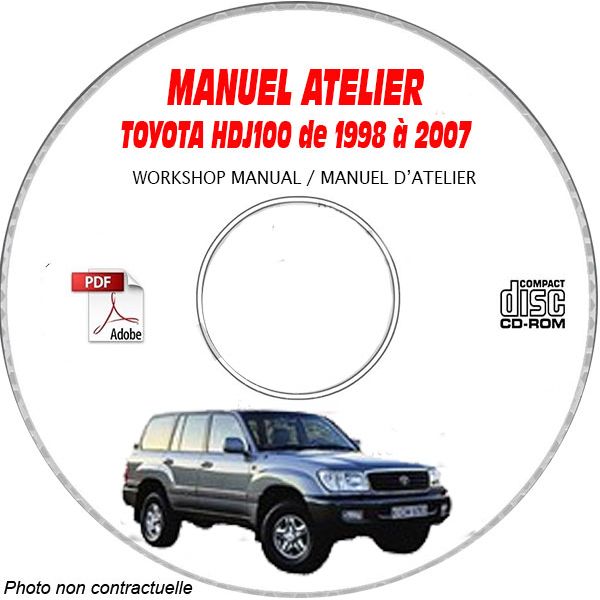 TOYOTA LAND CRUISER HDJ100 de 1998 à 2007  Type : HDJ100 + UZJ100  Manuel d'Atelier sur CD-ROM Anglais