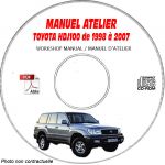 TOYOTA LAND CRUISER HDJ100 de 1998 à 2007  Type : HDJ100 + UZJ100  Manuel d'Atelier sur CD-ROM Anglais