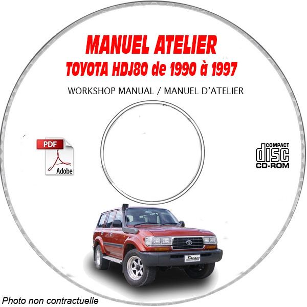 TOYOTA LAND CRUISER HDJ80 de 1990 à 1997  Types : HDJ80 + HZJ80 + FJ90  Manuel d'Atelier sur CD-ROM Français