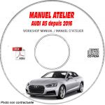 AUDI A5 depuis 2016  A5 + A5 SPORTBACK      Type : F5  Manuel Atelier  sur CD-ROM Anglais