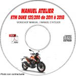 KTM DUKE de 2011 à 2018 - 200 de 2012 à 2013  Manuel d'Atelier sur CD-ROM Anglais