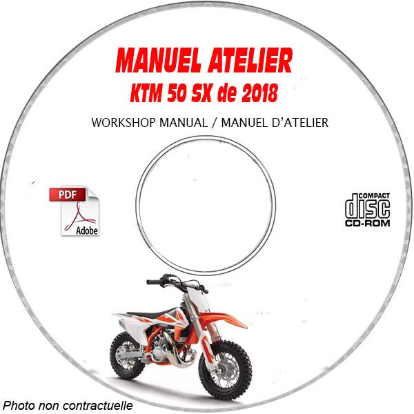 KTM 50 SX de 2018  50 SX  +  50 SX MINI  Manuel d'Atelier sur CD-ROM anglais
