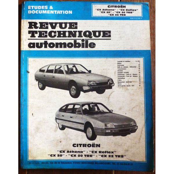 CITROEN CX 20 - 20 TRE - 22 TRS  Athena et Reflex