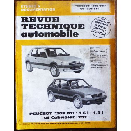 PEUGEOT 205 GTI - CTI 1.6l et 1.9l- Revue Technique Peugeot