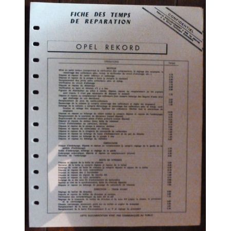 Rekord - Fiche Temps OPEL