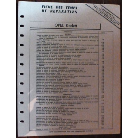 Kadett - Fiche Temps OPEL
