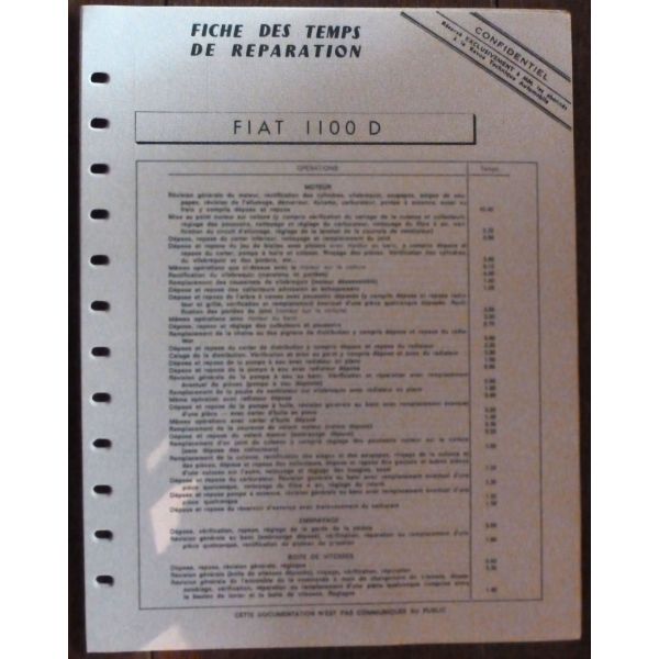 1100D - Fiche Temps FIAT