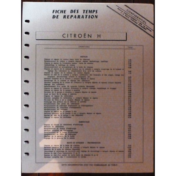 H -  Fiche Temps Citroen