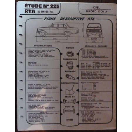 Rekord 1700A -  Fiche Technique Citroen
