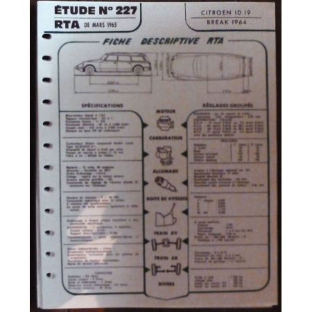 ID19 Break 1964 Fiche Technique Citroen