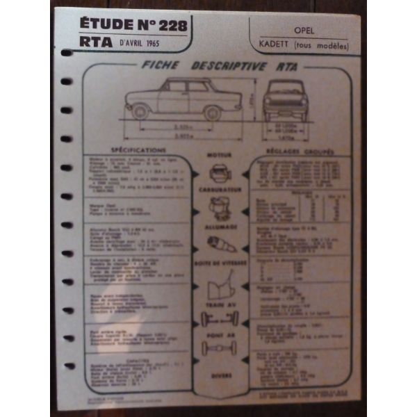 Kadett - Fiche Technique Opel