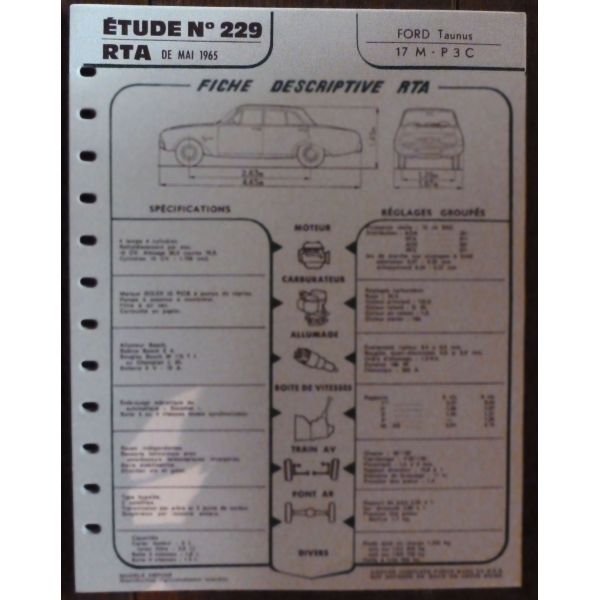 Taunus 17M - P3C - Fiche Technique Ford
