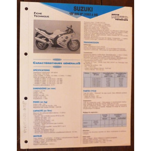 RF600 R 93-96 -  Fiche Technique Suzuki