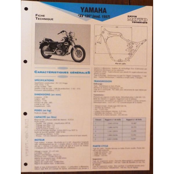 XV125 97 - Fiche Technique Yamaha