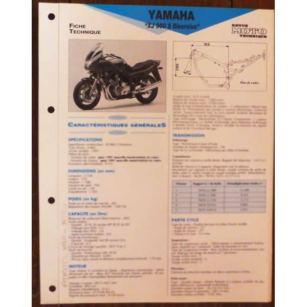 XJ900S 97 - Fiche Technique Yamaha
