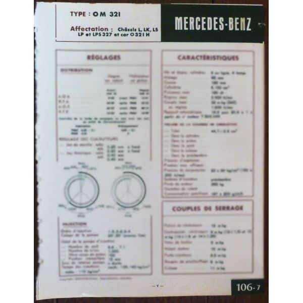 OM321 -  Fiche Technique Mercedes