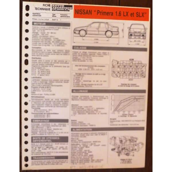 Primera 1.6 -  fiche technique Nissan