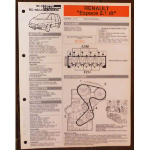 Espace 2.1 dt -   Fiche Technique Renault