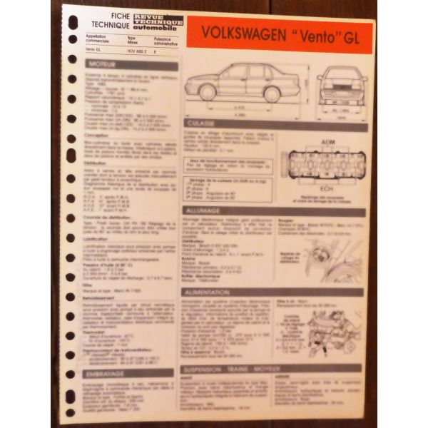 VENTO GL - Fiche Technique VW