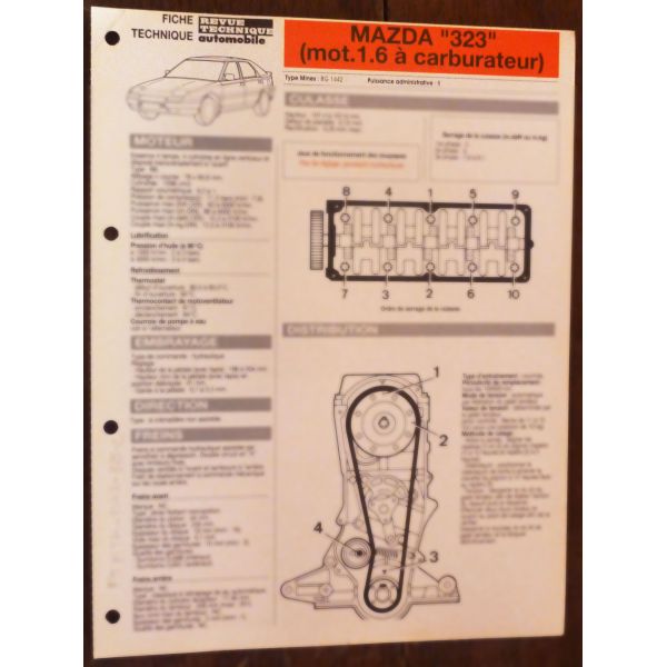 323 1600 - Fiche Technique Mazda