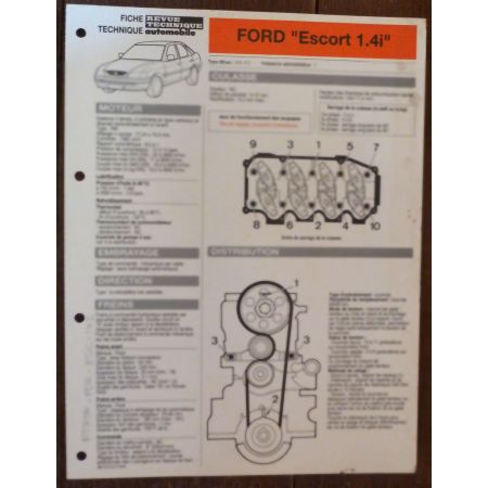 Escort 1.4i -  Fiche Technique Ford