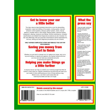 MGB 62-80 Revue technique Haynes MG  Anglais