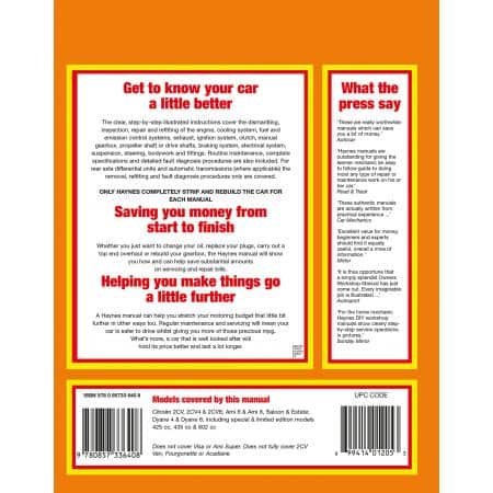 2CV Ami Dyane  up to H 67-90 Revue technique Haynes CITROEN Anglais