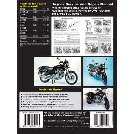 CB750 CB900 dohc Fours 78-84 Revue technique Haynes HONDA Anglais