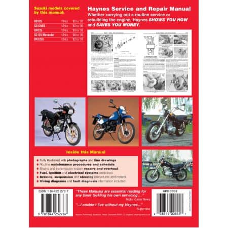 GS GN GZ DR 125 82-05 Revue technique Haynes SUZUKI Anglais