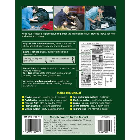R5 Petrol  B to N classic 85-96 Revue technique Haynes RENAULT Anglais