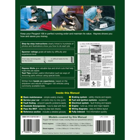 106 Petrol Die 91-04 Revue technique Haynes PEUGEOT Anglais