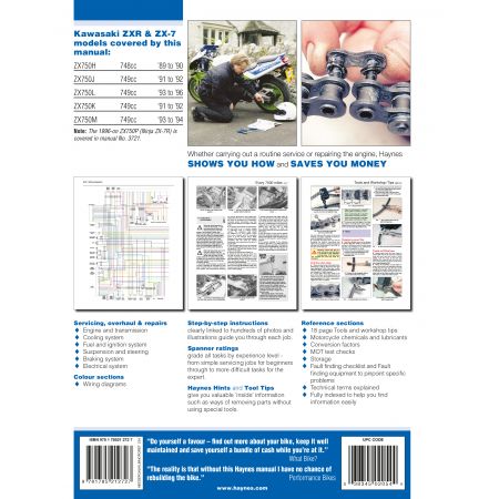 ZX750 Ninja ZX-7 89-96 Revue technique Haynes KAWASAKI Anglais