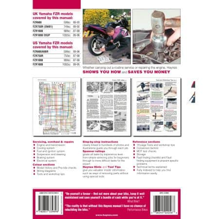 FZR 600 750 1000 Fours 87-96 Revue technique Haynes YAMAHA Anglais