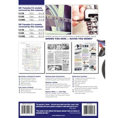FJ 1100 1200 Fours 84 -96 Revue technique Haynes YAMAHA Anglais