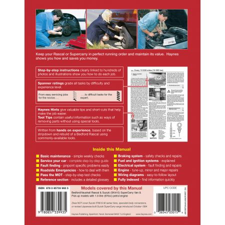 Rascal Supercarry 86-94 Revue technique Haynes SUZUKI Anglais