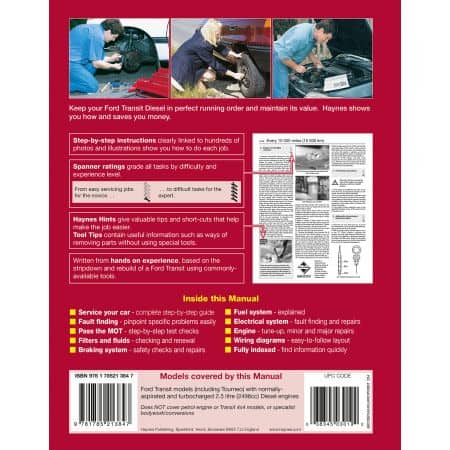 Transit Die 86-99 Revue technique Haynes FORD Anglais