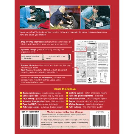 Vectra Petrol 88-95 Revue technique Haynes OPEL VAUXHALL Anglais