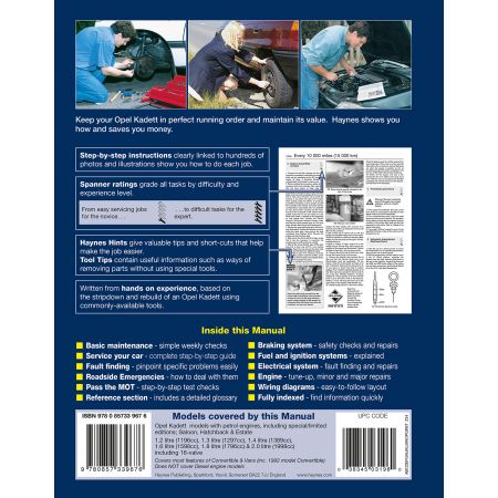 Kadett Petrol 84-91 Revue technique Haynes OPEL VAUXHALL Anglais