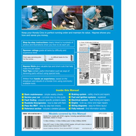 Civic  91-96 Revue technique Haynes HONDA Anglais