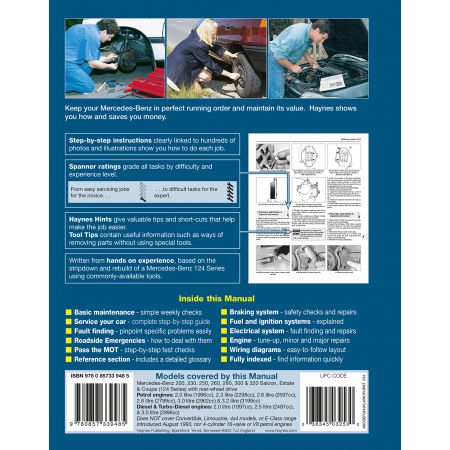 124 Series 85-93 Revue technique Haynes MERCEDES Anglais