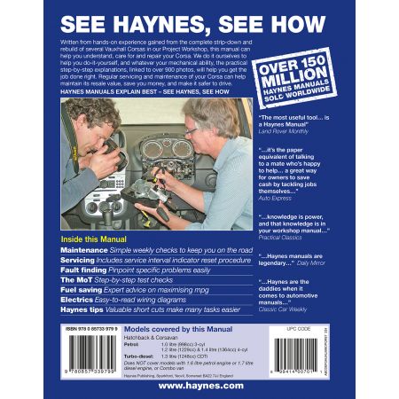 revue technique OPEL VAUXHALL Corsa 09/2006-2010