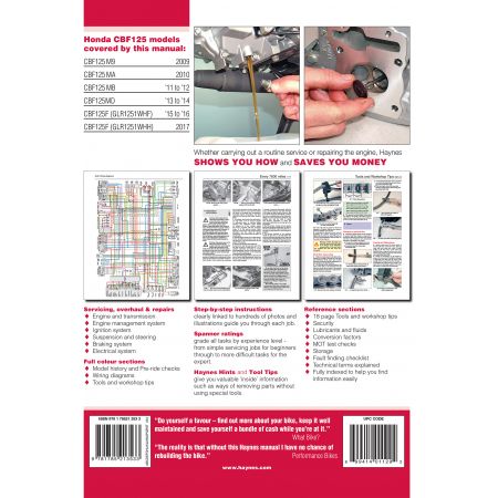 CBF125 09-16 Revue technique Haynes HONDA Anglais