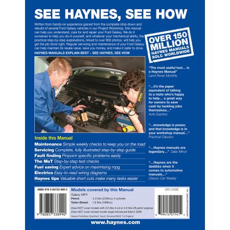 Galaxy 00-06 Revue technique Haynes FORD Anglais